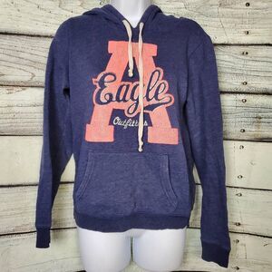 American Eagle Outfitters Women’s Navy Blue Logo Hoodie Sweatshirt Size Small